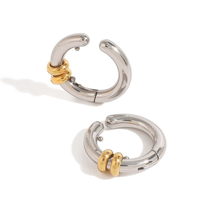 Women's Gold-plated High-grade Stainless Steel Color Matching Circle Simple Fashion Style Ear Clip