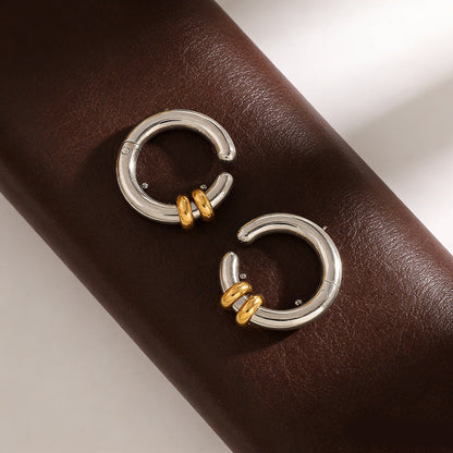 Women's Gold-plated High-grade Stainless Steel Color Matching Circle Simple Fashion Style Ear Clip