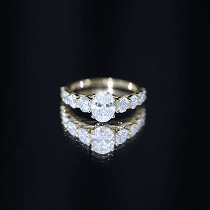 Lab Grown 1.2 Carat Diamond Oval Engagement Ring With Side Stones