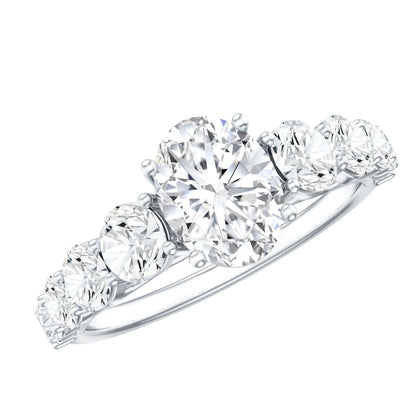 Lab Grown 1.2 Carat Diamond Oval Engagement Ring With Side Stones